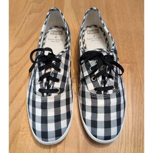KEDS Kate Spade Champion Sz 8 Black / White Plaid Checkered Shoes - Nice!!